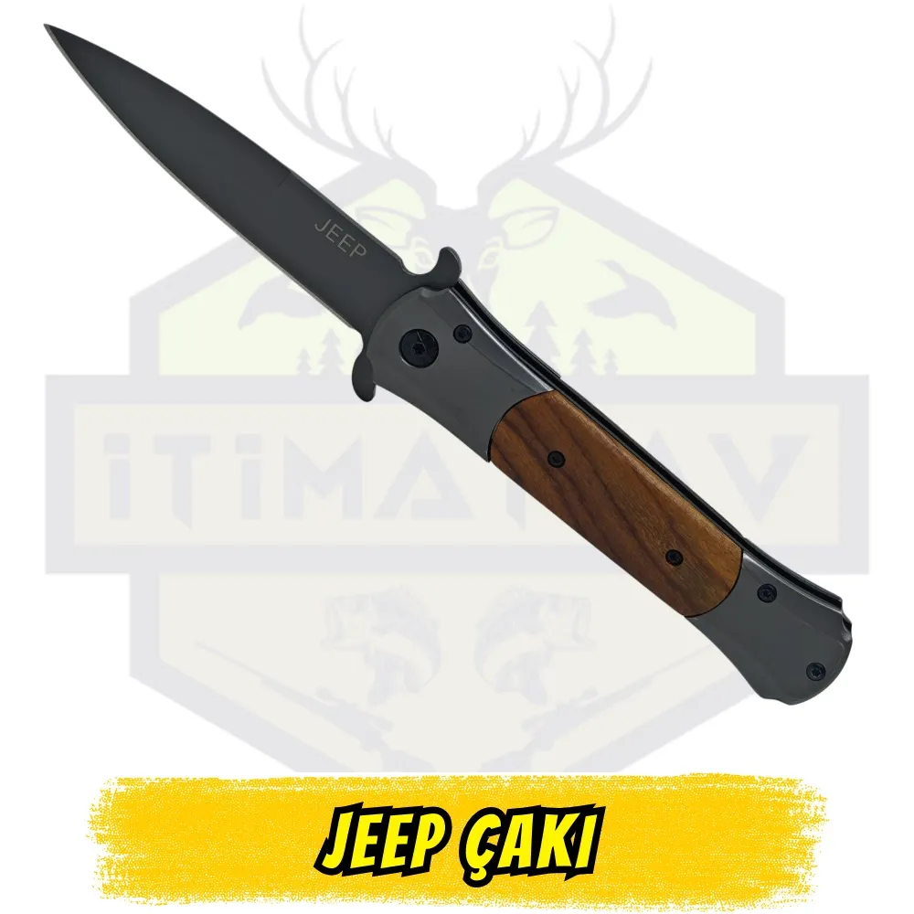 Jeep Çakı Gül 22 cm Yarı Otomatik - Kemerlikli Katlanır Çakı