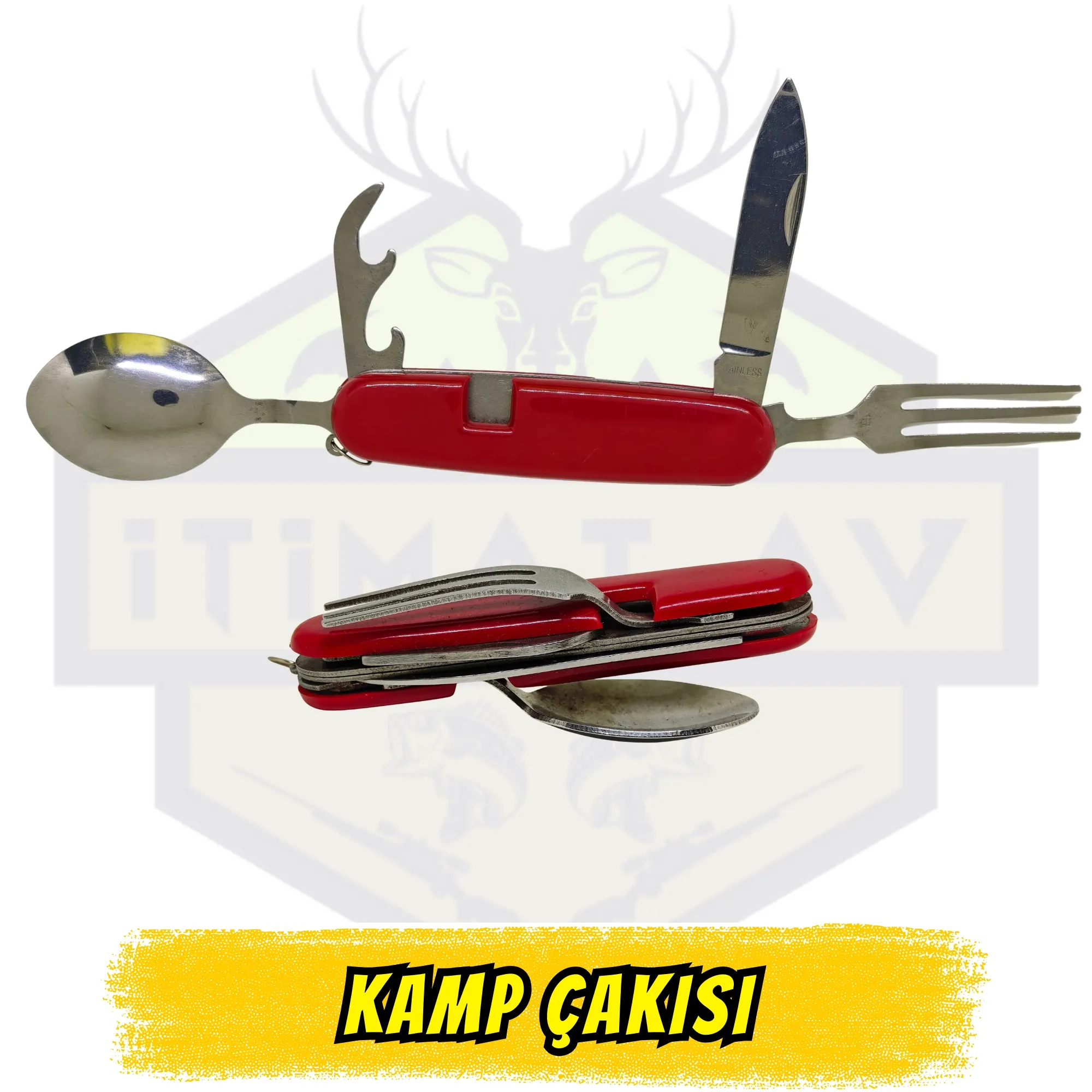 Kamp Çakısı Çok Fonksiyonlu - Çatal Kaşık Konserve Açacağı Kapalı 9 cm