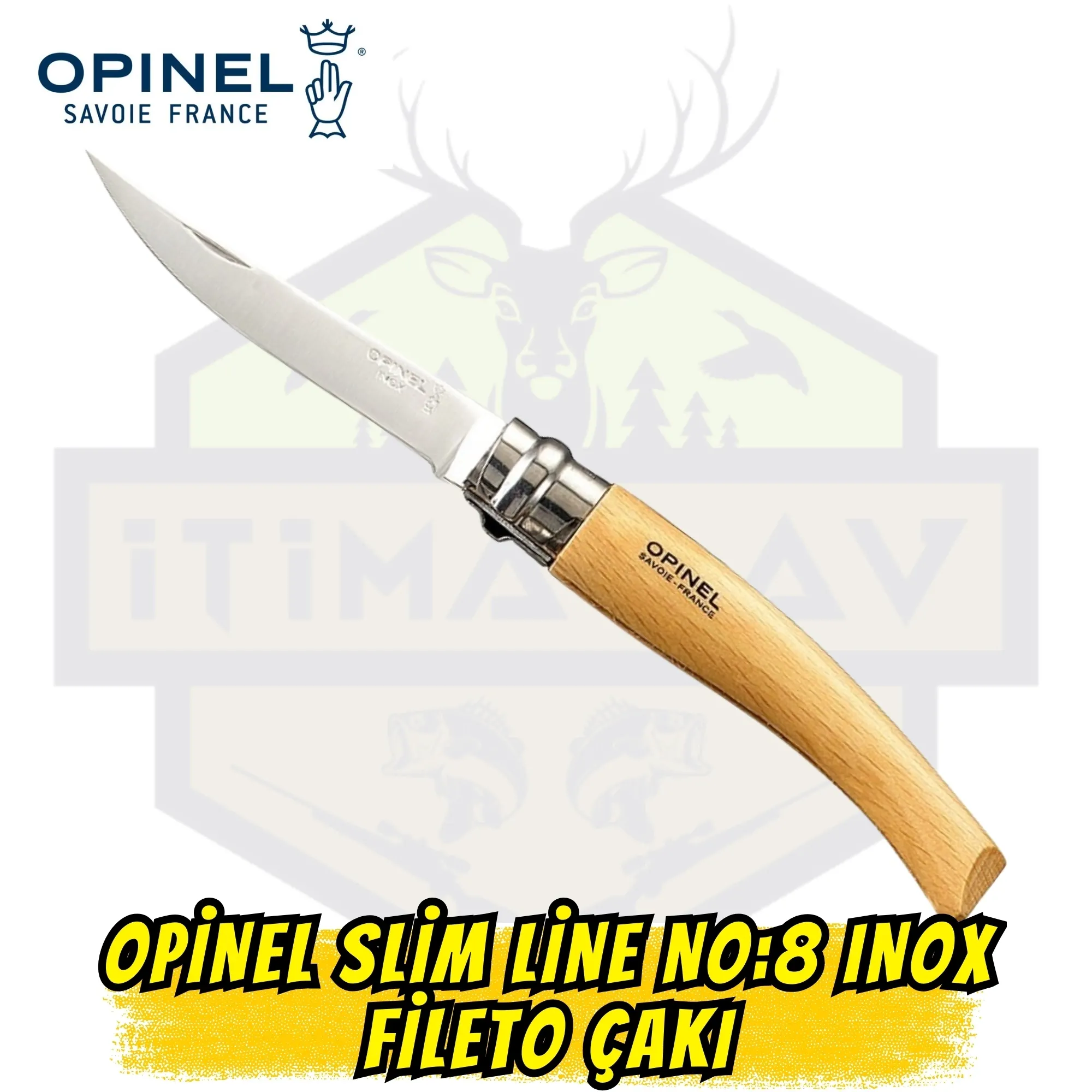 Opinel Slim Line No:8 Inox Fileto Çakı - İNOX Sap Virobloc