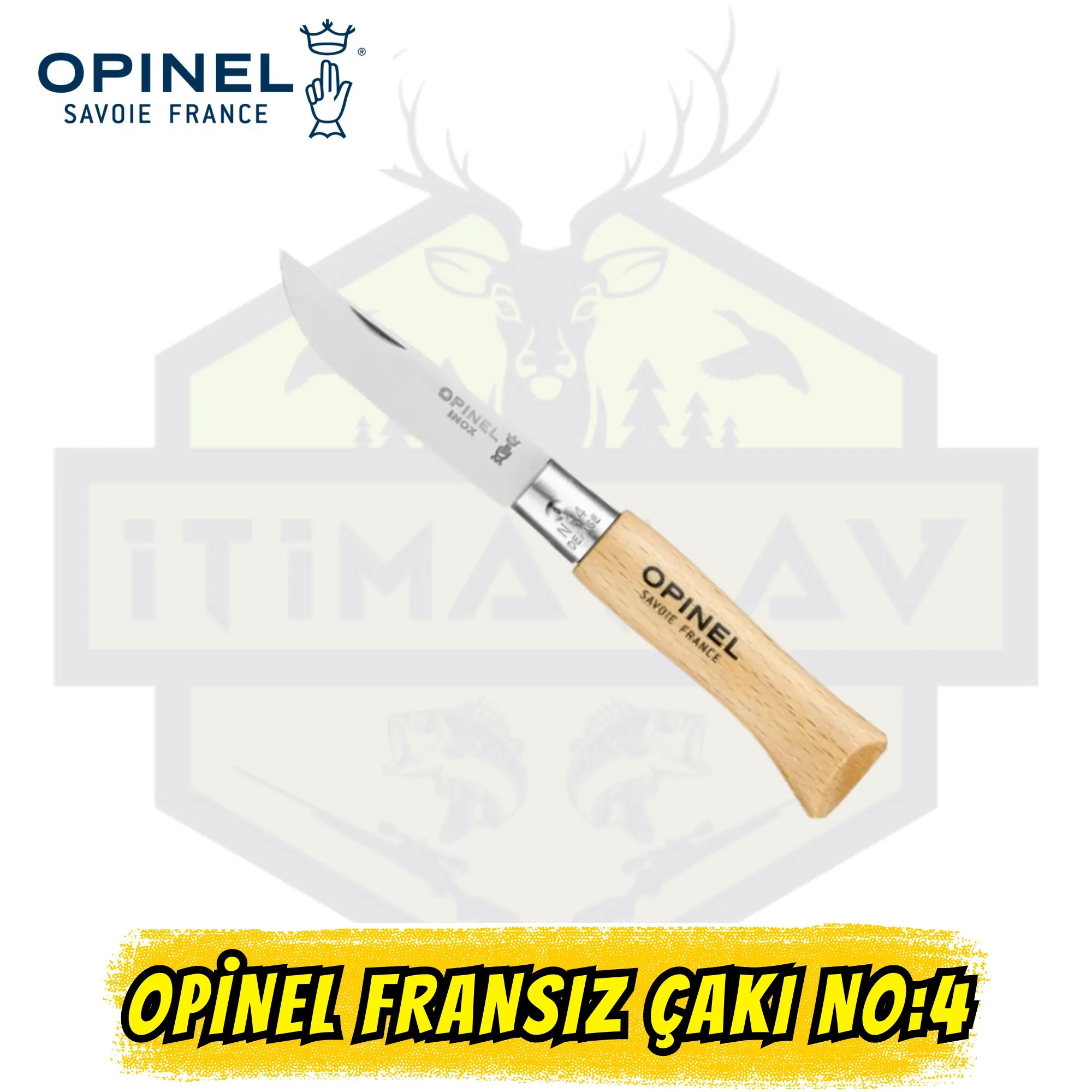 Opinel Inox No:4 Çakı - Paslanmaz Çelik Yatagan Bıçak Kayın Sap
