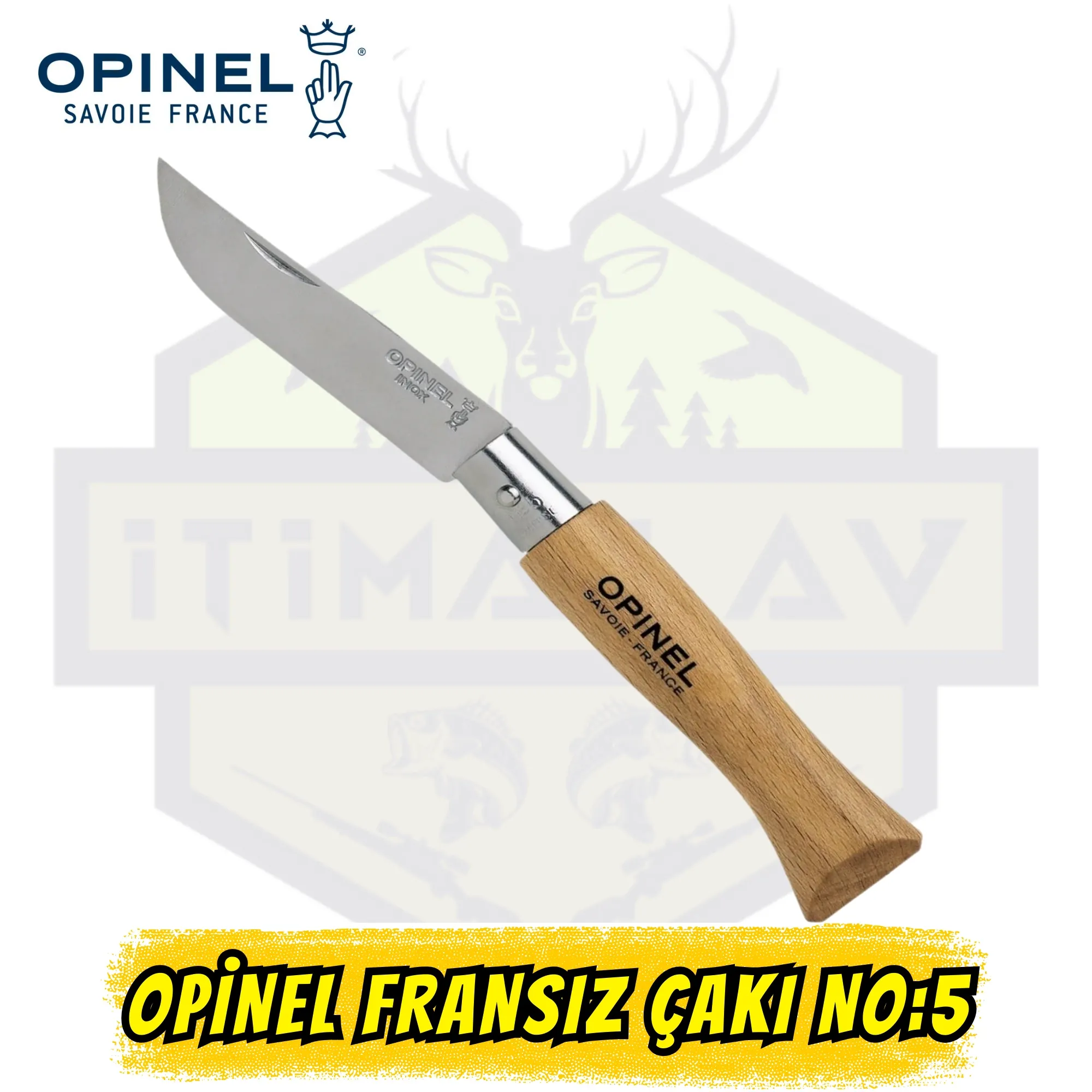 Opinel Inox No:5 Çakı - Paslanmaz Çelik Yatagan Bıçak Kayın Sap