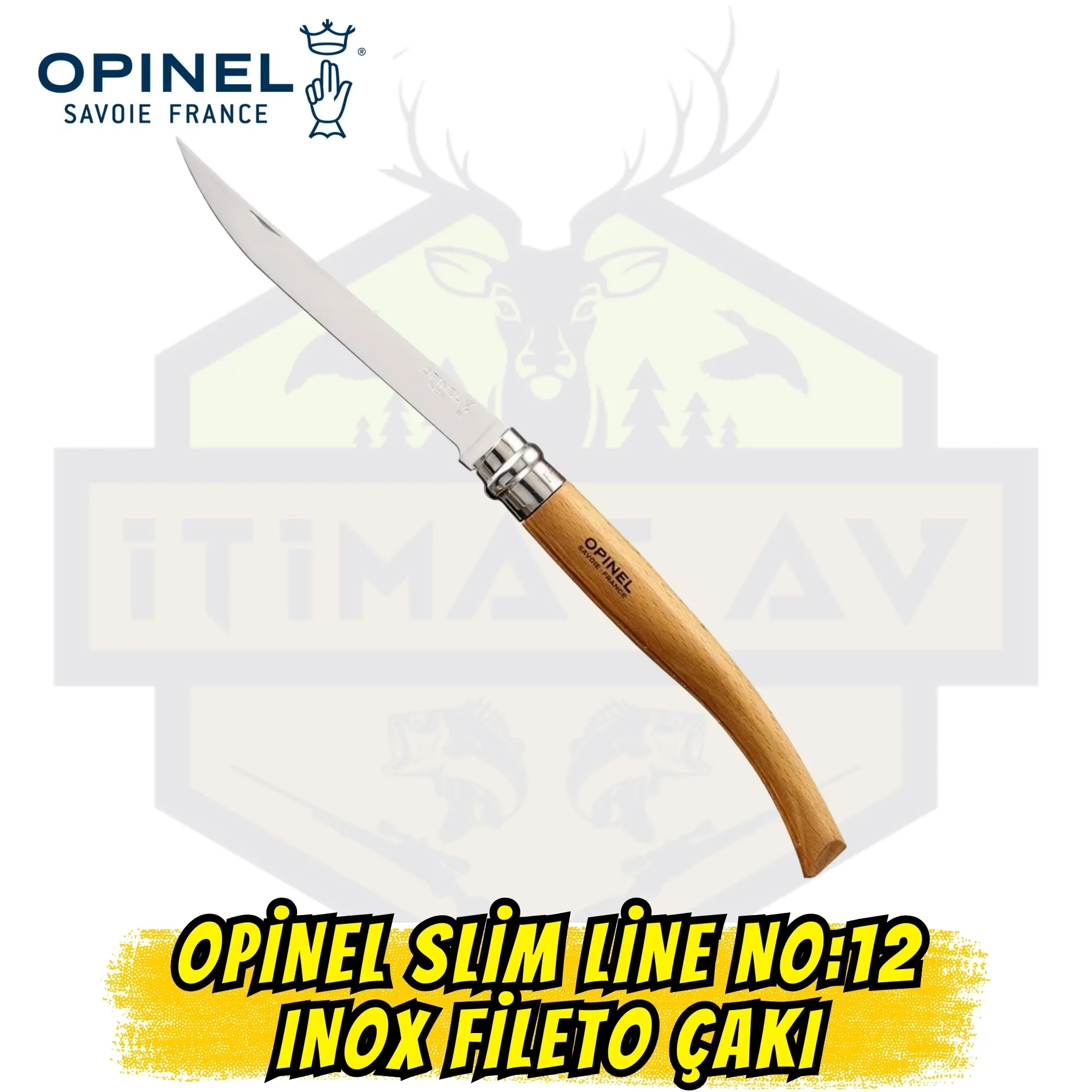 Opinel Slim Line No:12 Inox Fileto Çakı - Kayın Sap Virobloc