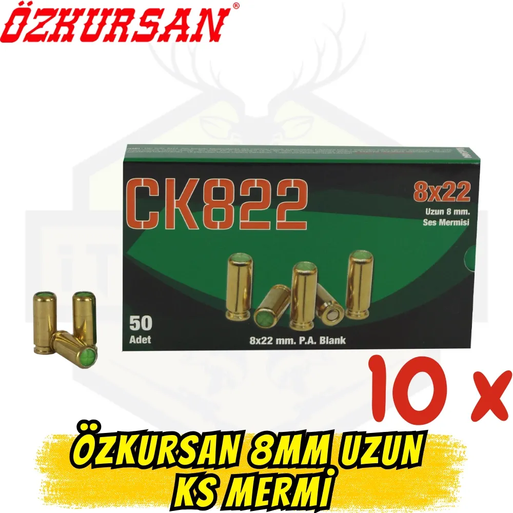 Özkursan CK 822 8mm Kurusıkı Mermisi 10 Kutu (500 Adet) - Avantaj Paketi