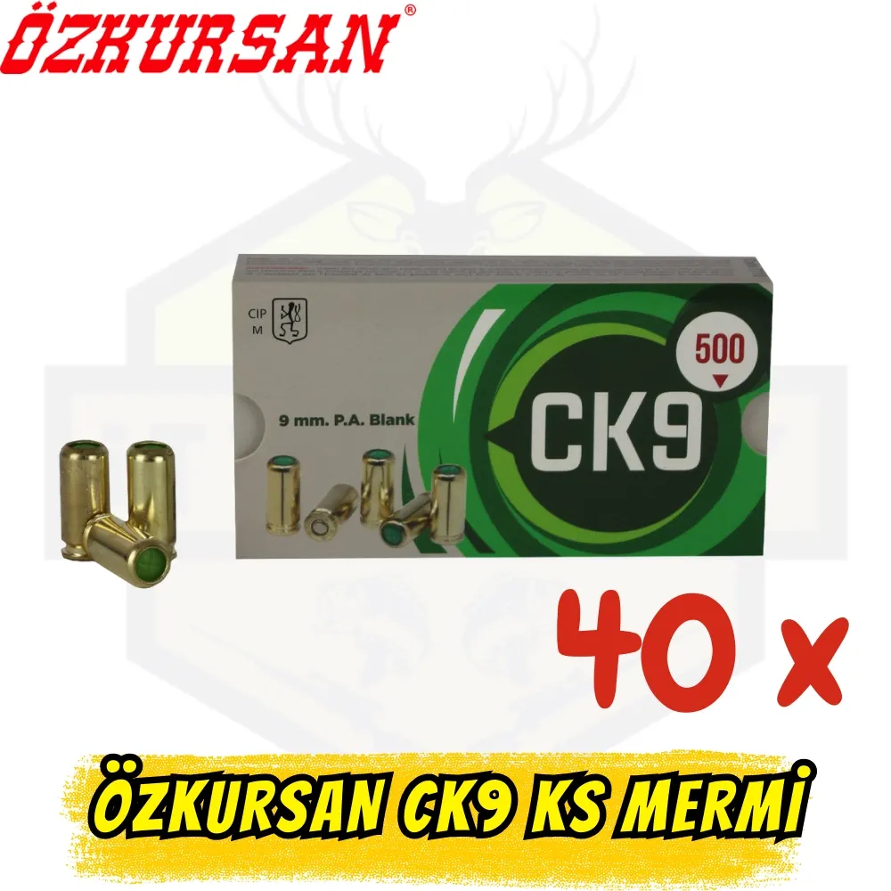 Özkursan CK 9 9mm Kurusıkı Mermisi 1 Koli (40 Kutu - 2000 Adet)