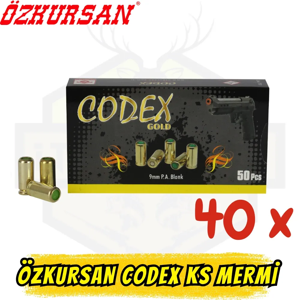 Özkursan CODEX 9mm Kurusıkı Mermisi 1 Koli (40 Kutu - 2000 Adet)