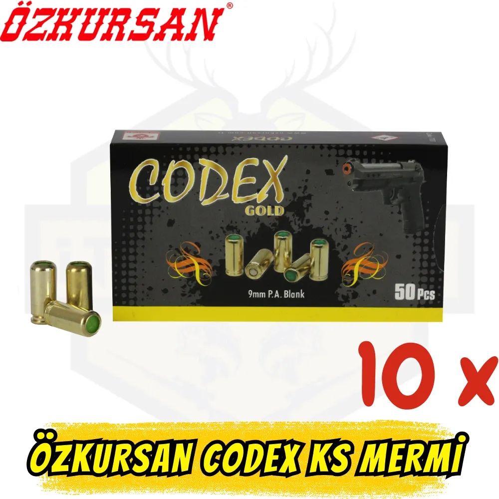 Özkursan CODEX 9mm Kurusıkı Mermisi 10 Kutu (500 Adet) - Performans Avantaj Paketi