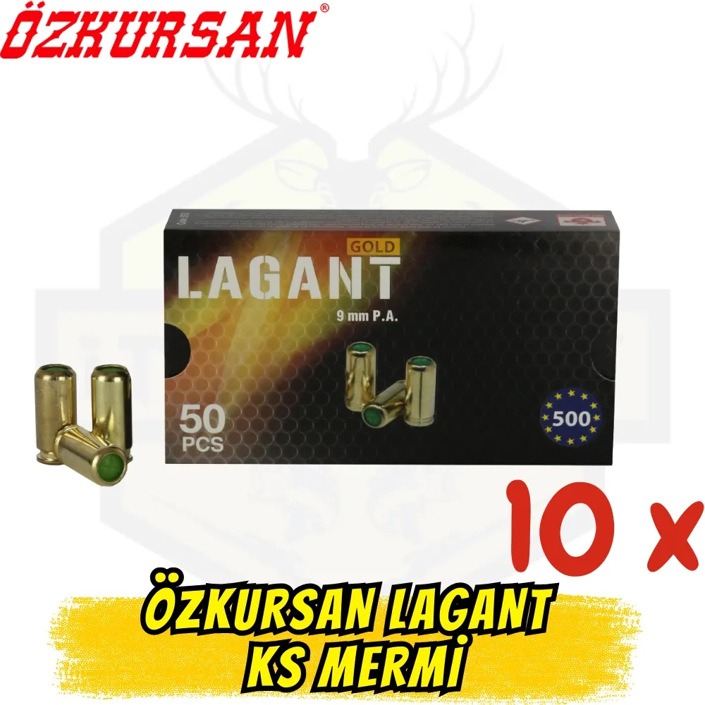 Özkursan LAGANT 9mm Kurusıkı Mermisi 10 Kutu (500 Adet) - Premium Avantaj Paketi