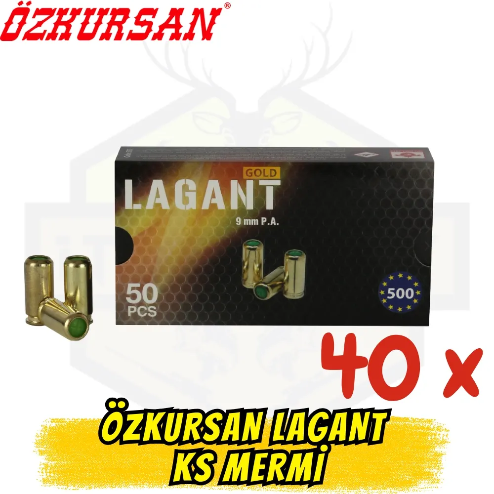 Özkursan LAGANT 9mm Kurusıkı Mermisi 1 Koli (40 Kutu - 2000 Adet)