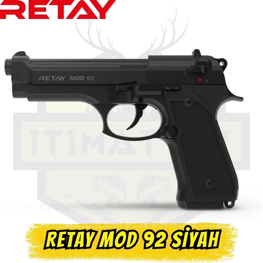 Retay Mod 92 Kurusıkı Ses Tabancası - Siyah (Beretta Tipi Tasarım)