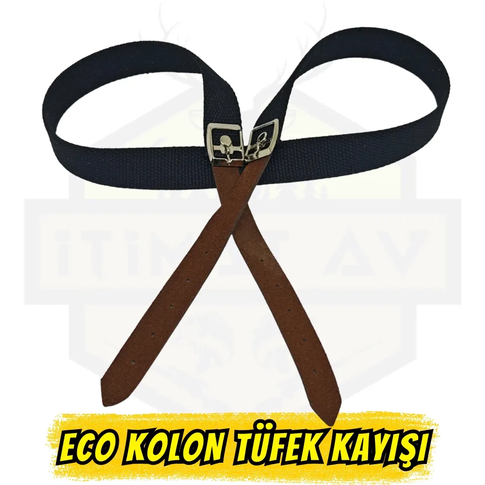 Siyah Ekonomik Tüfek Kayışı Bez - 115 cm Uzunluk Askı Yerleri Deri