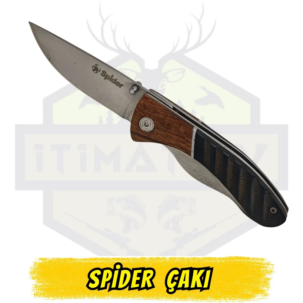 Spider Katlanır Çakı Ahşap Sap - Açık Uzunluk 15.5 cm Kapalı 9 cm