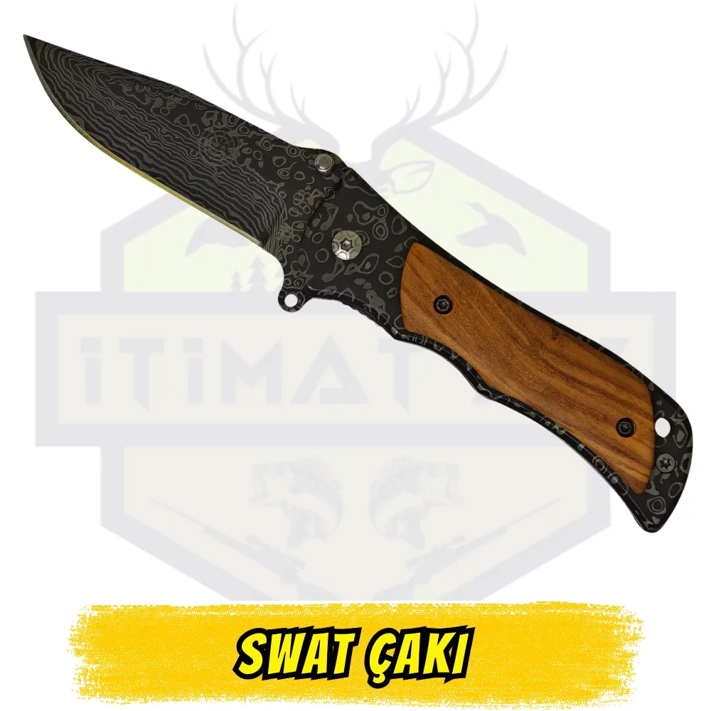 SWAT Katlanır Çakı Ahşap Sap - Açık Uzunluk 15.5 cm Kapalı 9 cm