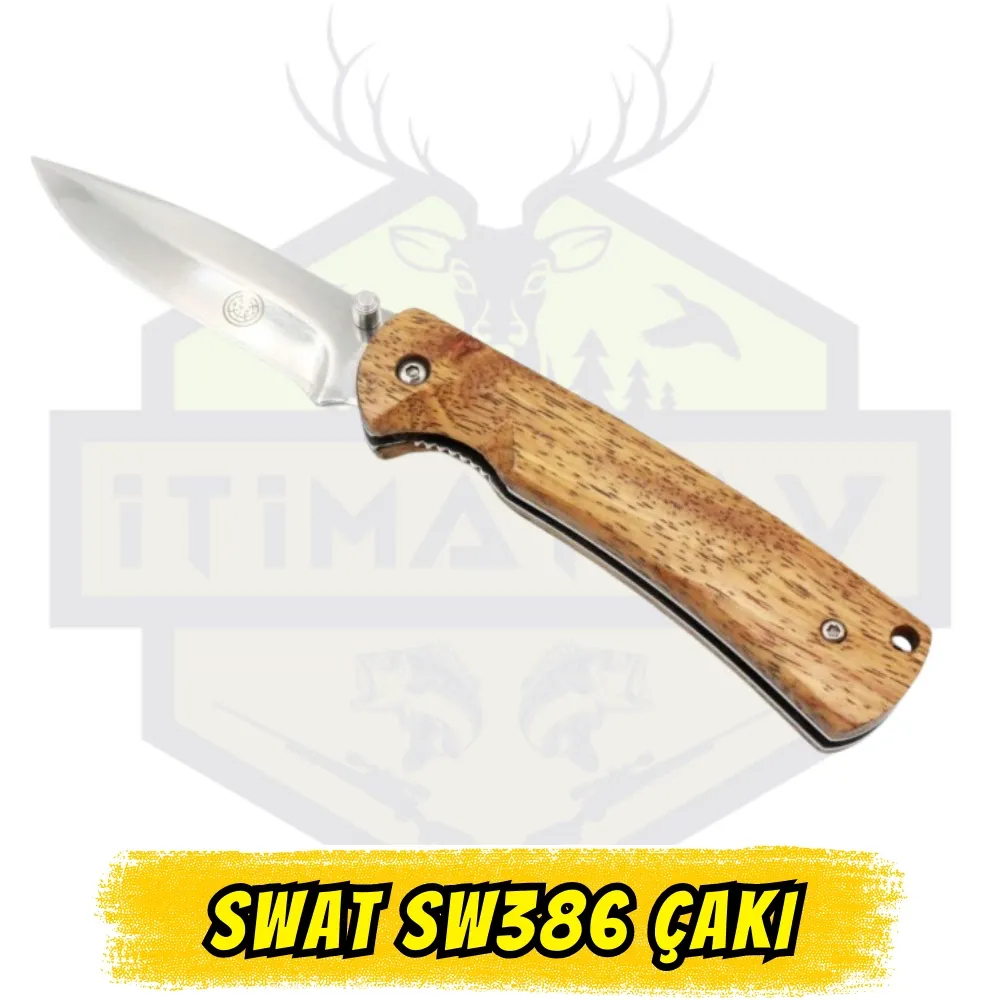 SWAT SW 386 Katlanır Çakı Ahşap Sap - Açık Uzunluk 18 cm Kapalı 10 cm