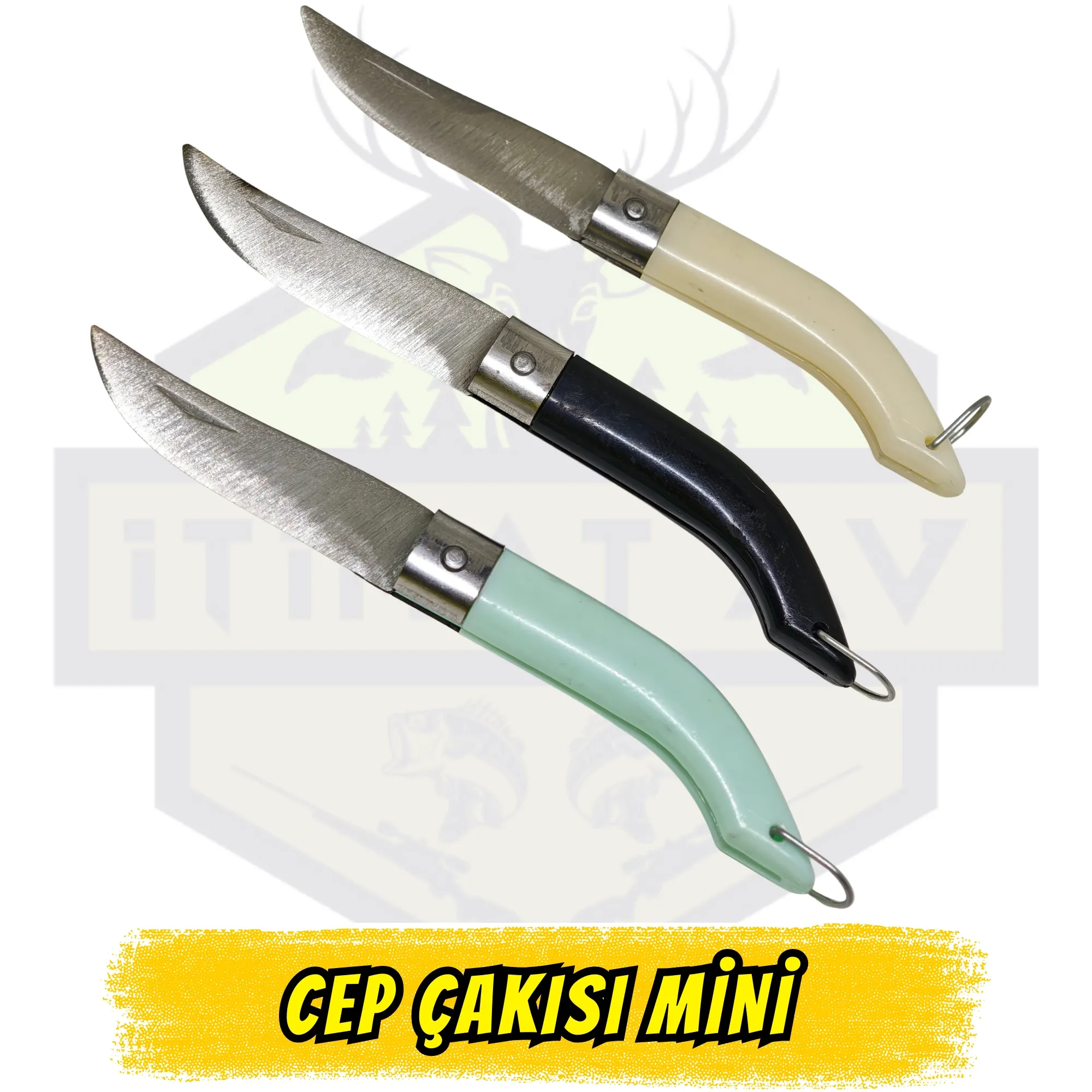 Ufak Ekonomik Çakı Siyah Beyaz Mavi Polimer Sap - Açık Uzunluk 11.6 cm Kapalı 6.5 cm