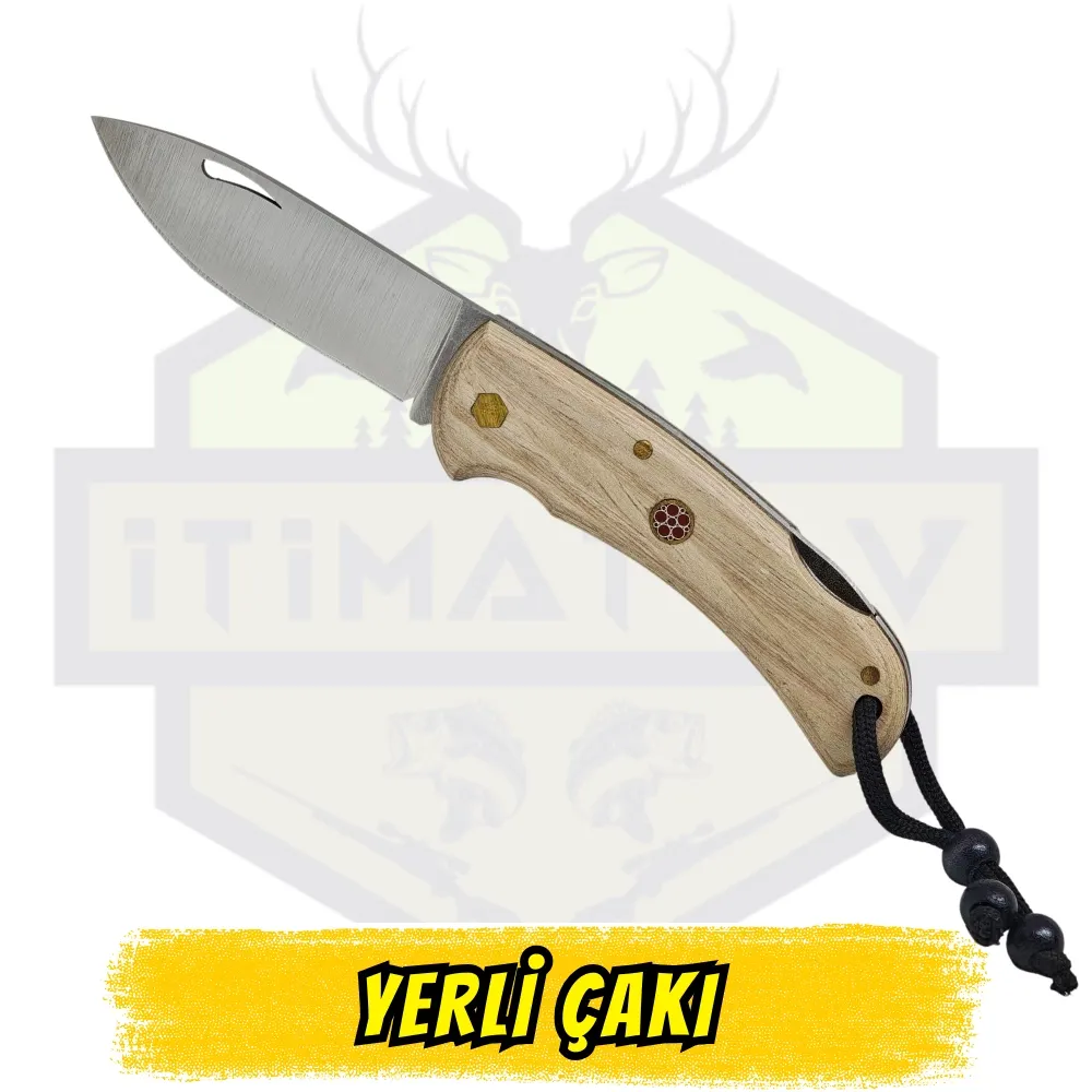 Yerli Çakı Ahşap Sap Ucuz Ekonomik - Açık 18.5 cm Kapalı 10.5 cm