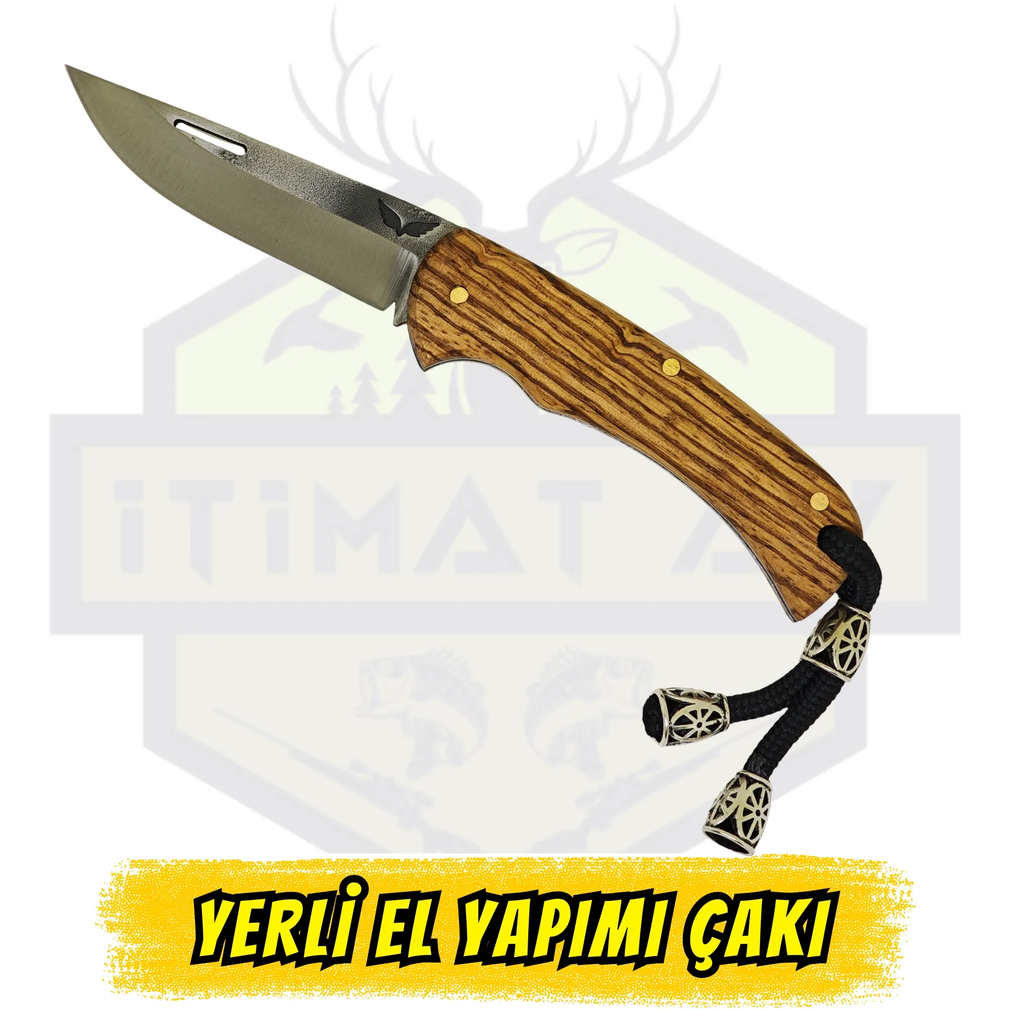 Yerli El Yapımı Çakı Ahşap Sap - Açık Uzunluk 17 cm Kapalı 9.5 cm