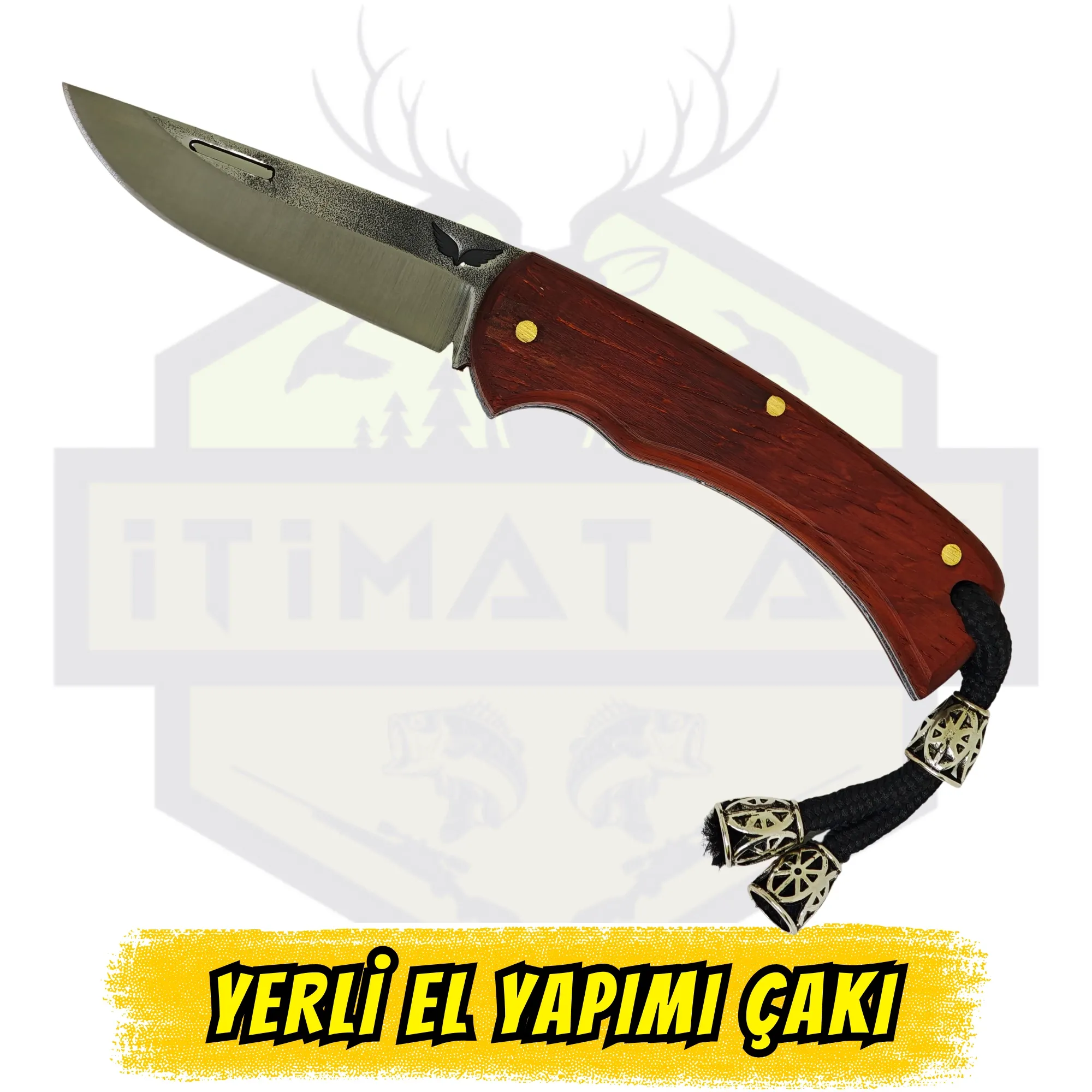 Yerli El Yapımı Çakı Kırmızı Sap - Açık Uzunluk 17 cm Kapalı 9.5 cm