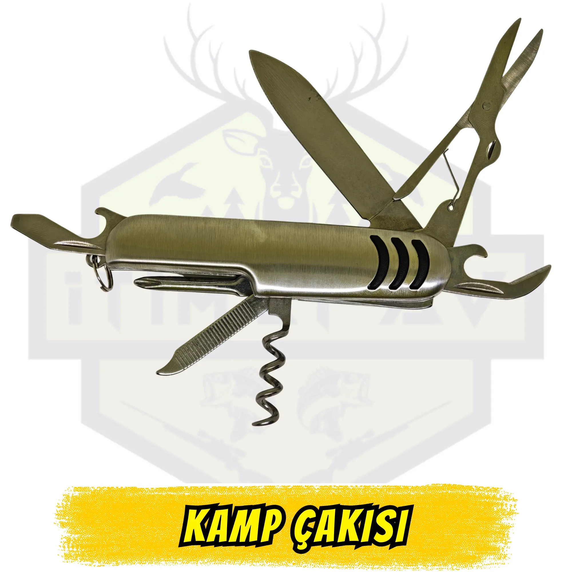 Yerli Üretim Çok Fonksiyonlu Kamp Çakısı - Tirbuşon Makas Yıldız Tornavida Gazoz Açacağı