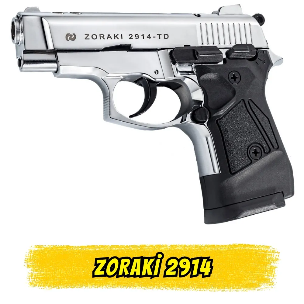 Zoraki 2914 Parlak Krom Kurusıkı Ses Tabancası (14+1 Kapasite)