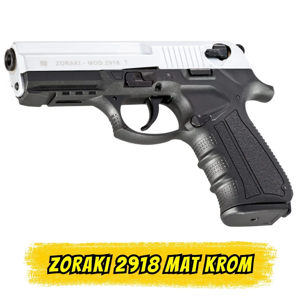 Zoraki 2918 Mat Krom Kurusıkı Ses Tabancası (18+1 Kapasite)