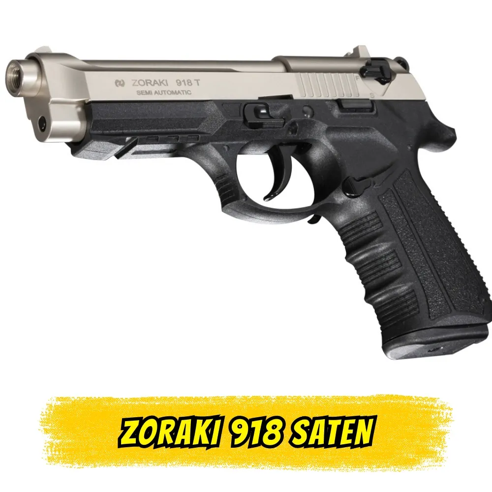 Zoraki 918 Saten Kurusıkı Ses Tabancası (Tam Metal - 18+1 Kapasite)