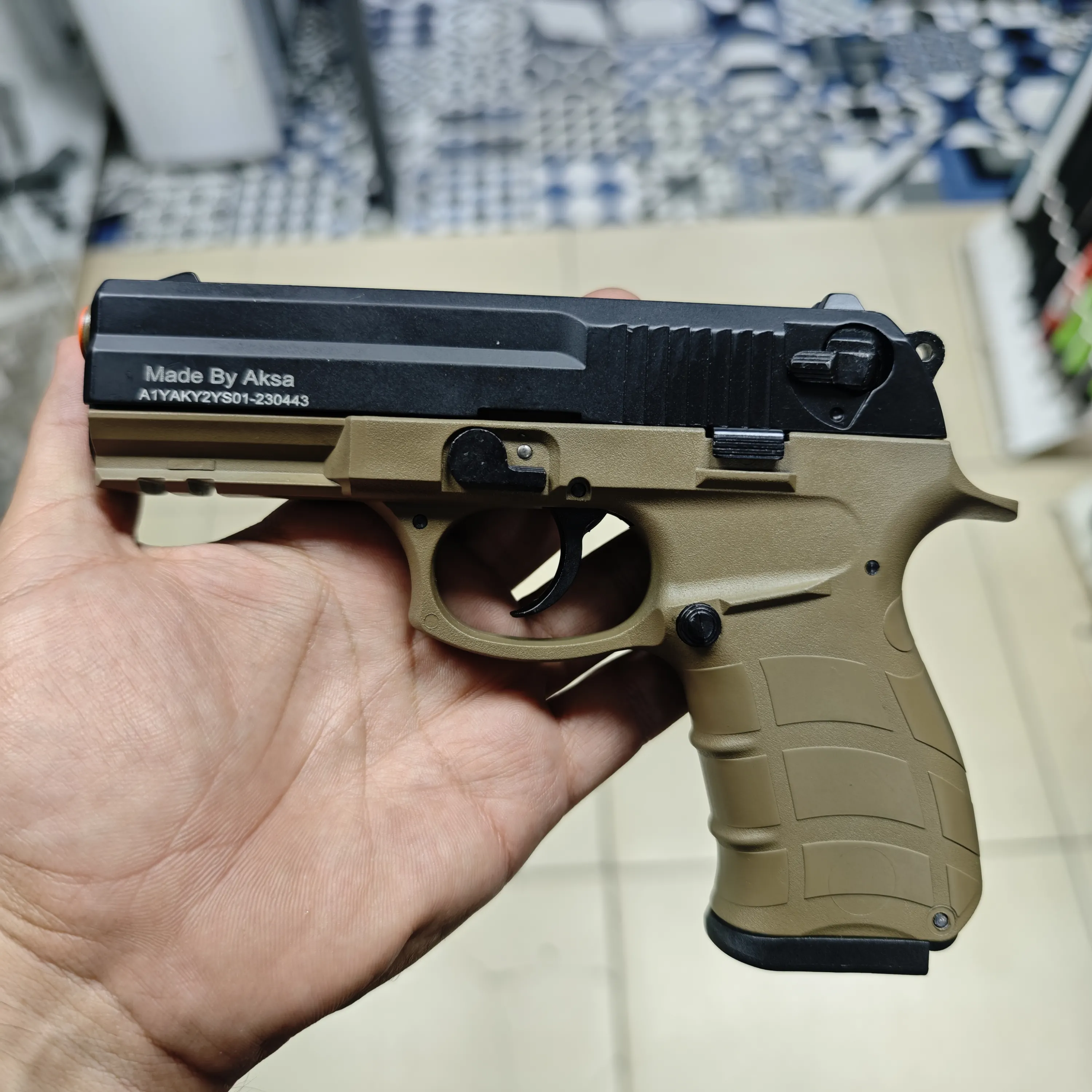 AKSA AK15 KURUSIKI SES TABANCASI KABZE TAN KIZAK SİYAH