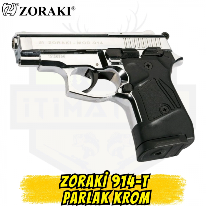 るるあ Zoraki 914 Kuru Sıkı Ses Tabancası - Parlak Krom Kaplama