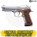 Blow F92 İşlemeli Kurusıkı Tabanca (Parlak Krom - Altın Parçalı)