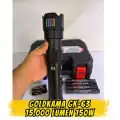 Gold Kama GK-63  150W 15000 Lümen Ultra Güçlü LED El Feneri Lazer Fonksiyonlu