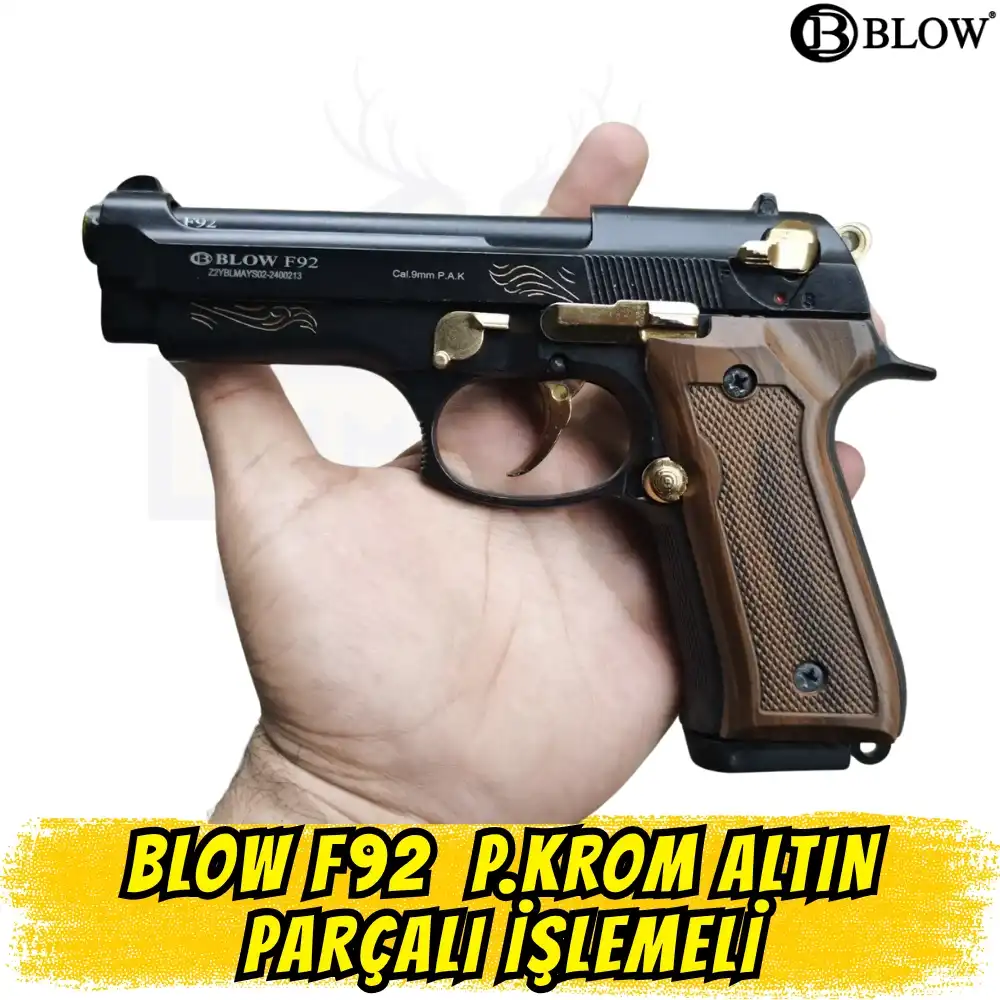 Blow F92 İşlemeli Kurusıkı Tabanca (Siyah - Altın Parçalı)