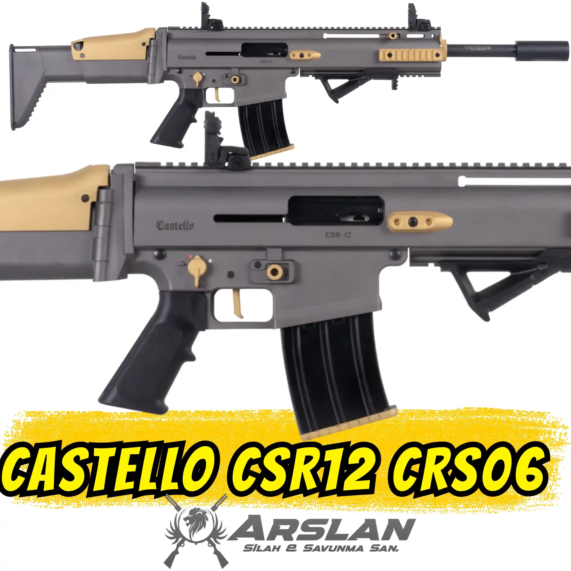 Castello CSR12 Şarjörlü Av Tüfeği SCAR tipi SCAR KLONU FÜME-SARI CRS06