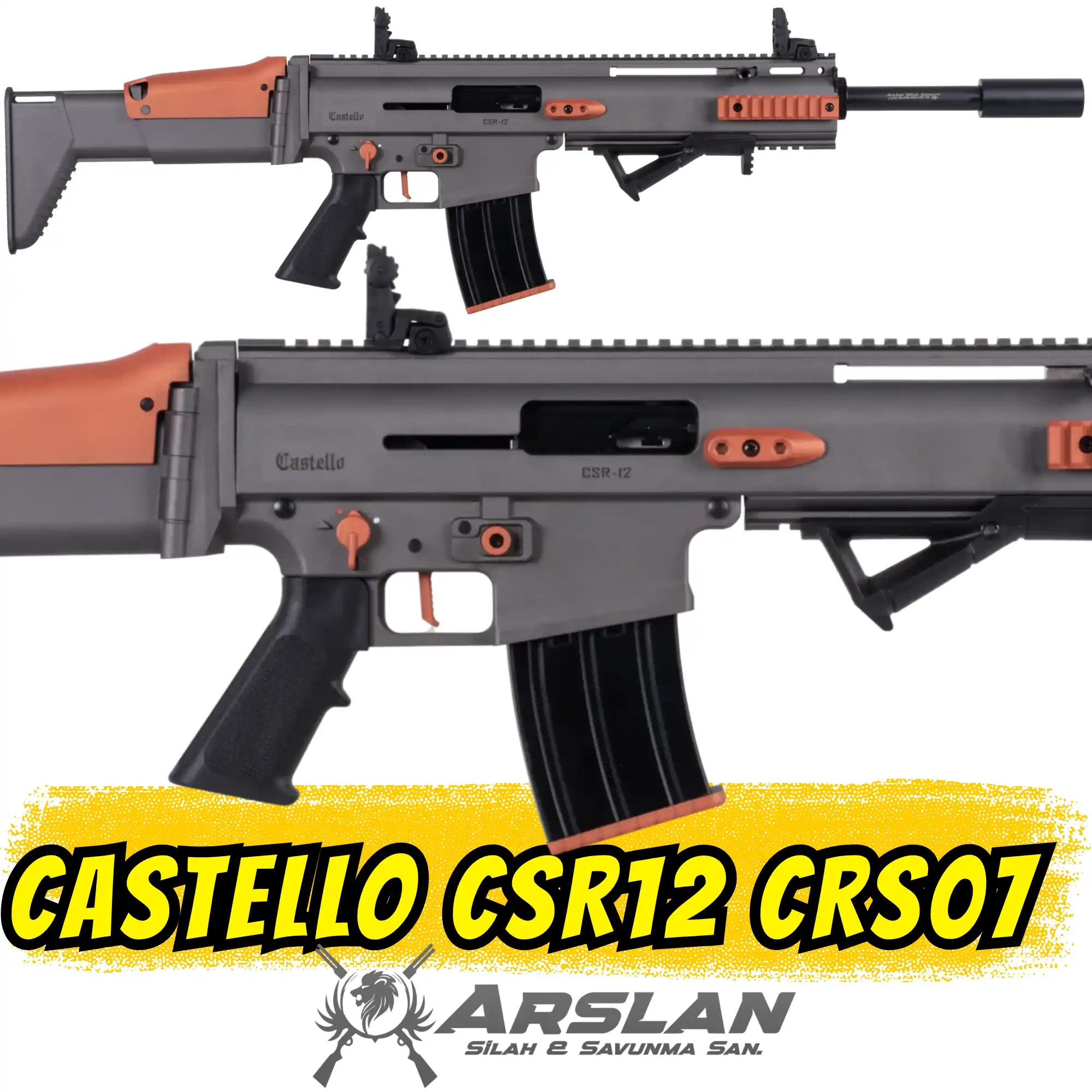Castello CSR12 Şarjörlü Av Tüfeği SCAR tipi SCAR KLONU FÜME-TURUNCU CRS07