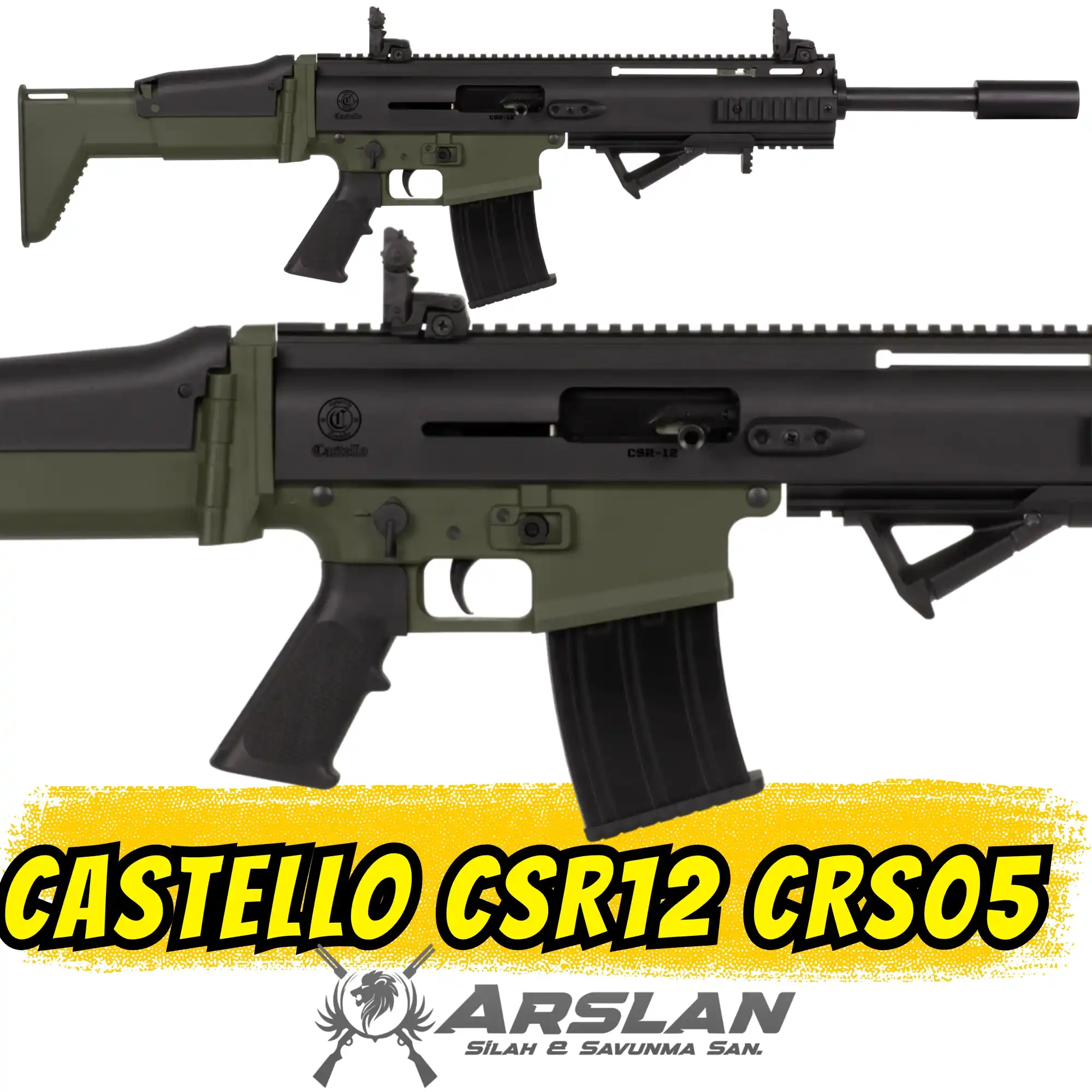 Castello CSR12 Şarjörlü Av Tüfeği SCAR tipi SCAR KLONU SİYAH-HAKİ CRS05