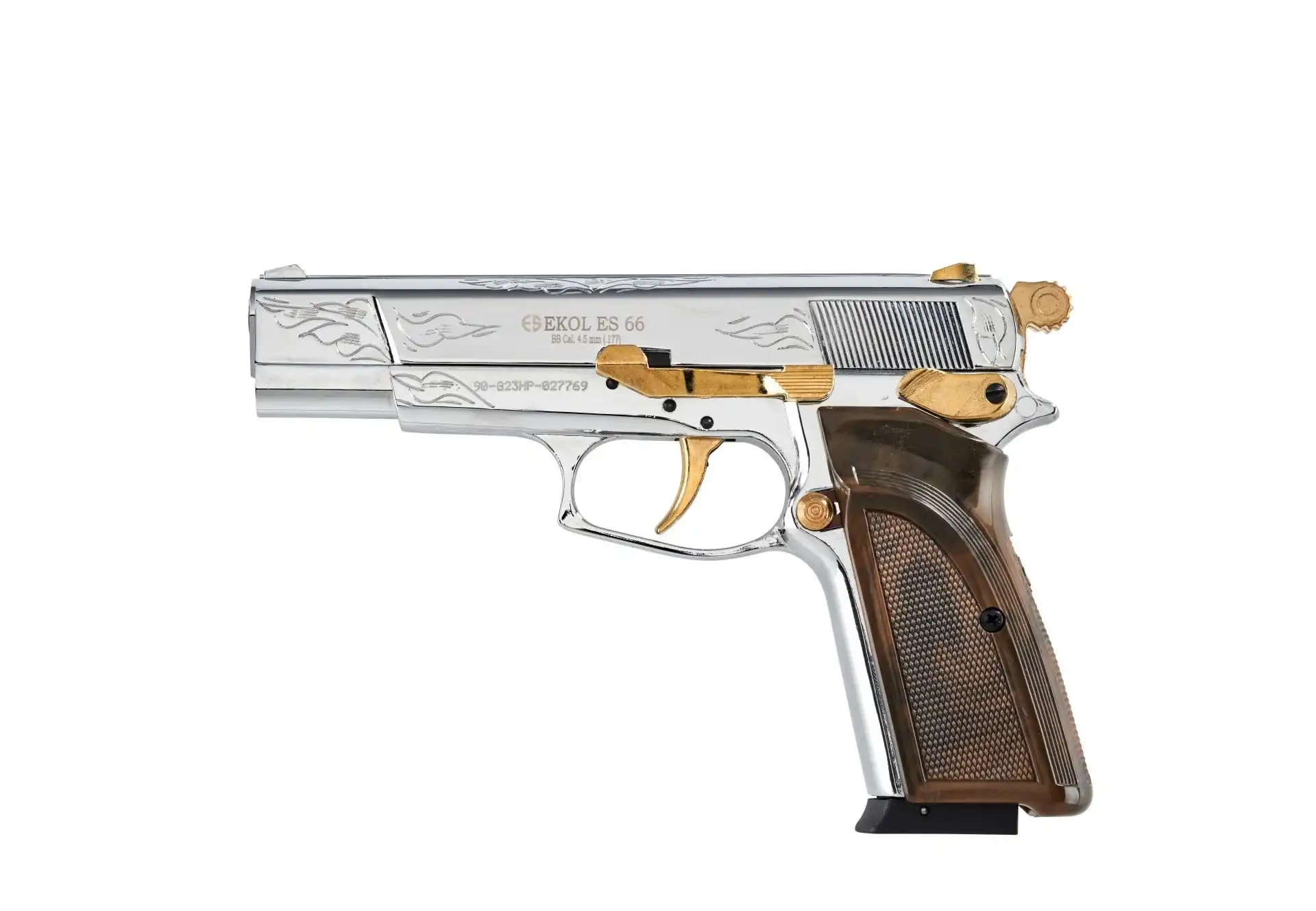 EKOL VOLTRAN ES 66 Havalı Tabanca Altın İşlemeli P.Krom
