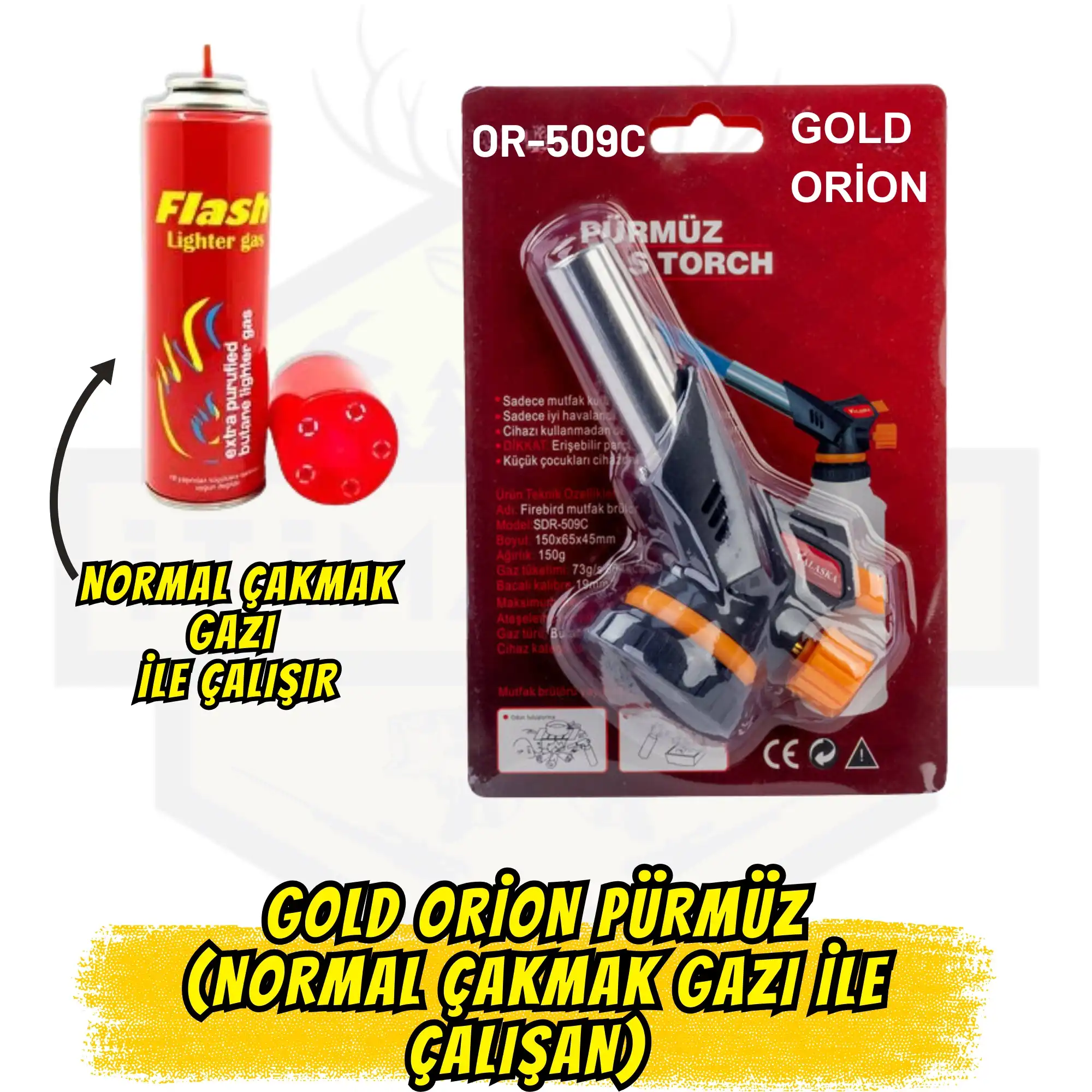GOLD ORİON OR-509C Pürmüz (Ayarlanabilir Bütan Gazlı Çakmak Torch)