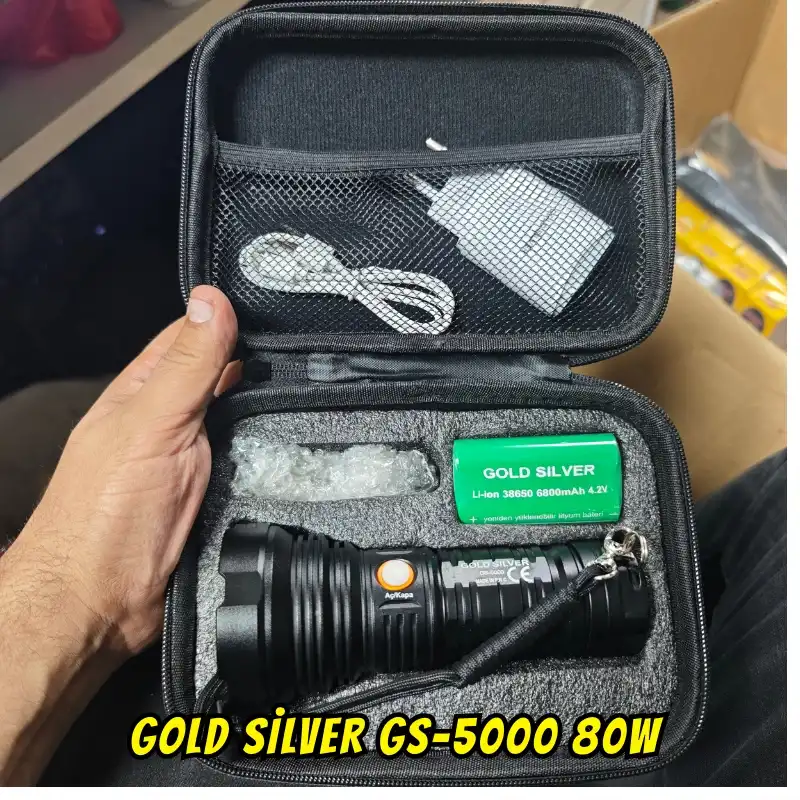 Gold Silver GS-5000 80 Watt Şarjlı Alüminyum Fener