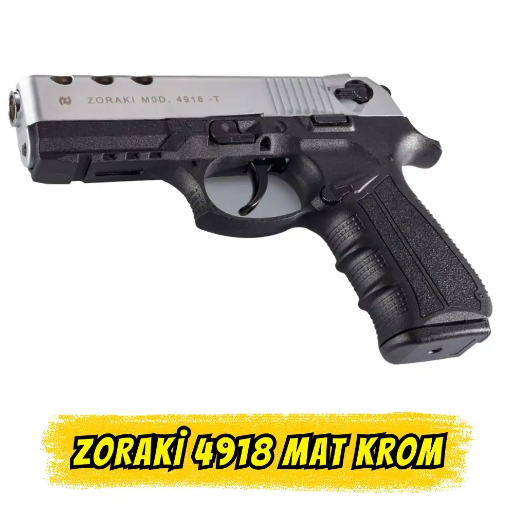 Zoraki 4918 Mat Krom Kurusıkı Ses Tabancası (18+1 Kapasite)