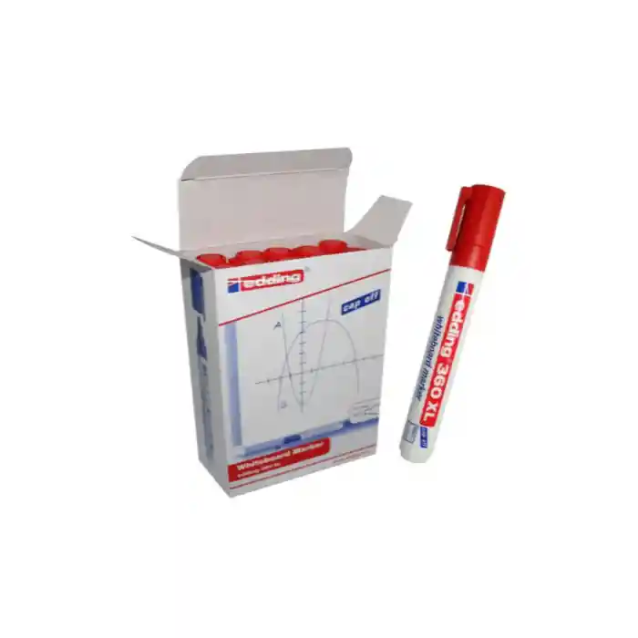 Kırmızı Renk 10 Adet Beyaz Tahta Kalemi / 360 Xl - 1.5 -3 Mm