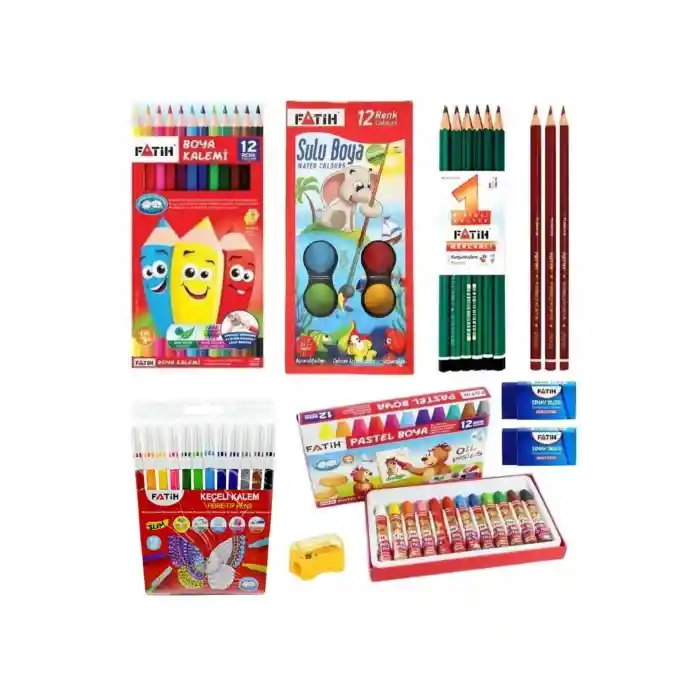 Okul Kırtasiye Seti Pastel+Sulu+Kuru+Keçeli Kalem FATİHSET5