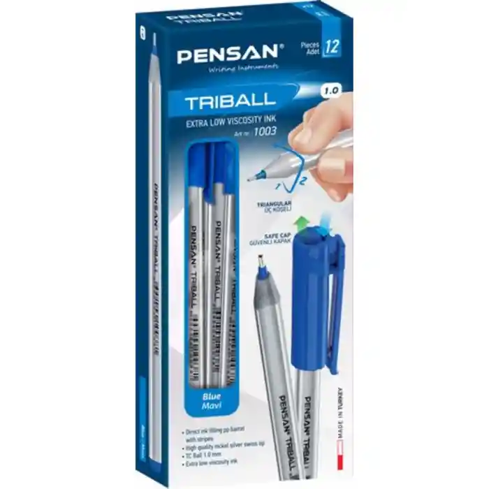 Triball Tükenmez Kalem 12li Kutu - Mavi