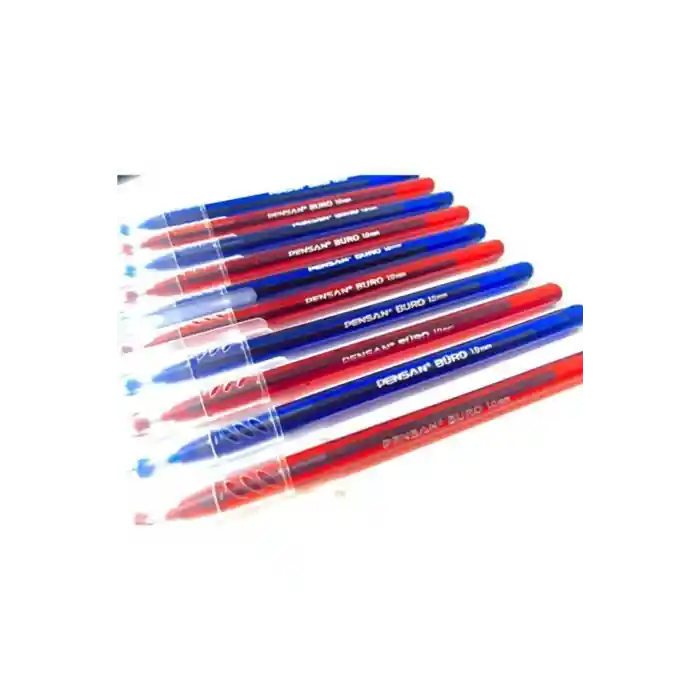 Büro 1.0 Mm Tükenmez Kalem 5 Kırmızı Kalem, 5 Mavi Kalem