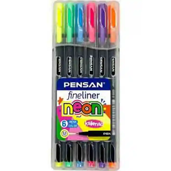 6300 Fineliner 0.4 mm Keçe Uçlu Kalem 6 Neon Renk Set