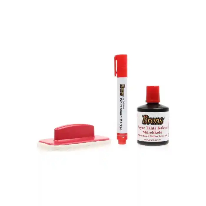 Beyaz Tahta Yazı Seti - Mürekkep + Kalem + Silgi