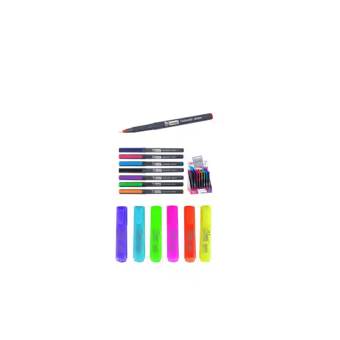 Fosforlu Ve Keçe Uçlu Kalem Seti 8 Renk Keçe Uçlu Kalem + 6 Renk Fosforlu Kalem