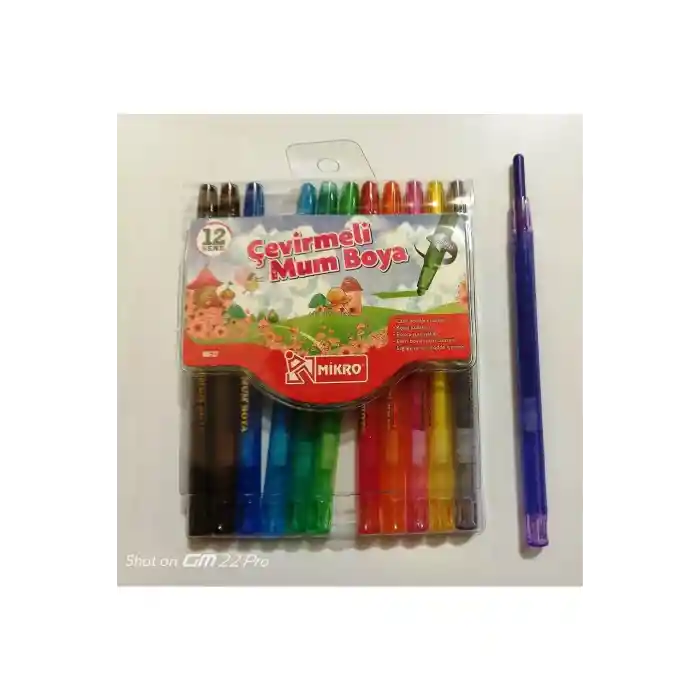 12 Renk Çevirmeli Mum Boya Uzun