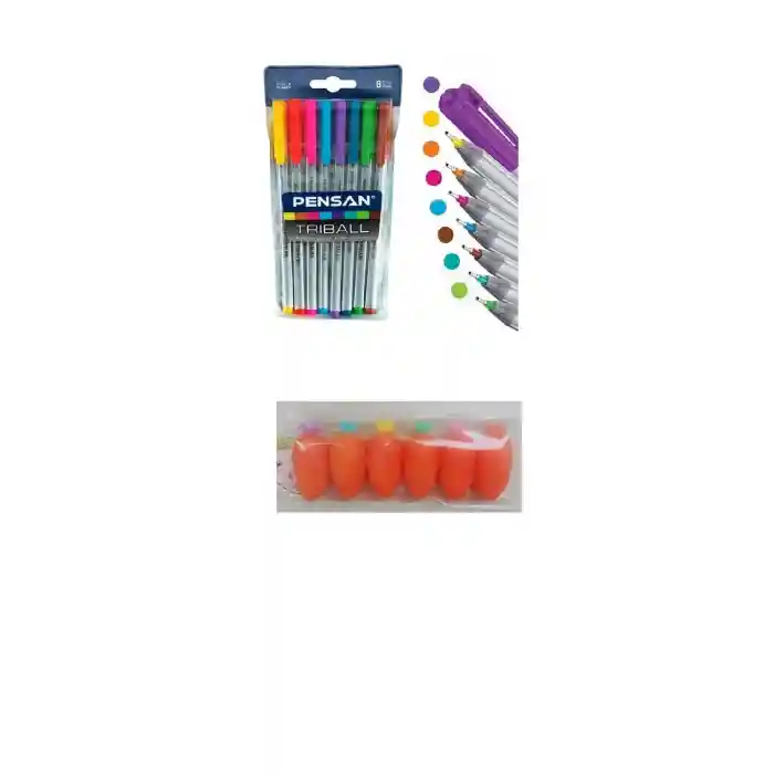 8 Renk Tükenmez Kalem ve 6lı Havuç Kalem Seti