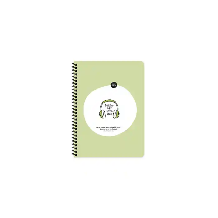 Çizgili Spiralli Stickerli Defter Dinlenmek İstiyorum 16,5x22,5