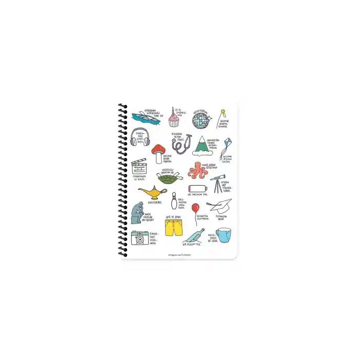 Çizgili Spiralli Stickerli Defter Dinlenmek İstiyorum 16,5x22,5
