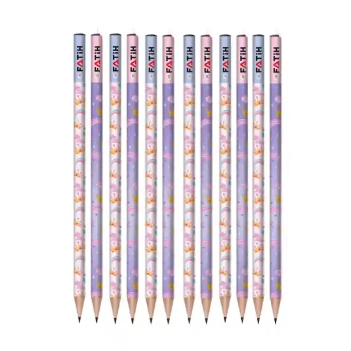 Prenses Yuvarlak Kurşun Kalem 12 Adet 1 Paket Fatih Kurşun Kalem 2B Siyah Soft Renklerde Kurşun Kale