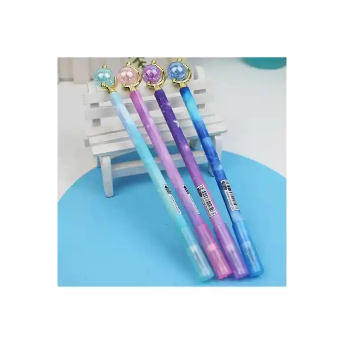 4 Adet Rüya Gibi Yıldızlı Cam Gezegen Jel Kalem Seti- Yazmayı Sihirli Hale Getirin!